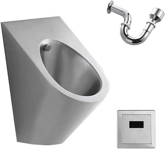 🚽 Stainless Steel Wall-Mounted Urinal with Automatic Sensor Flush 🌊