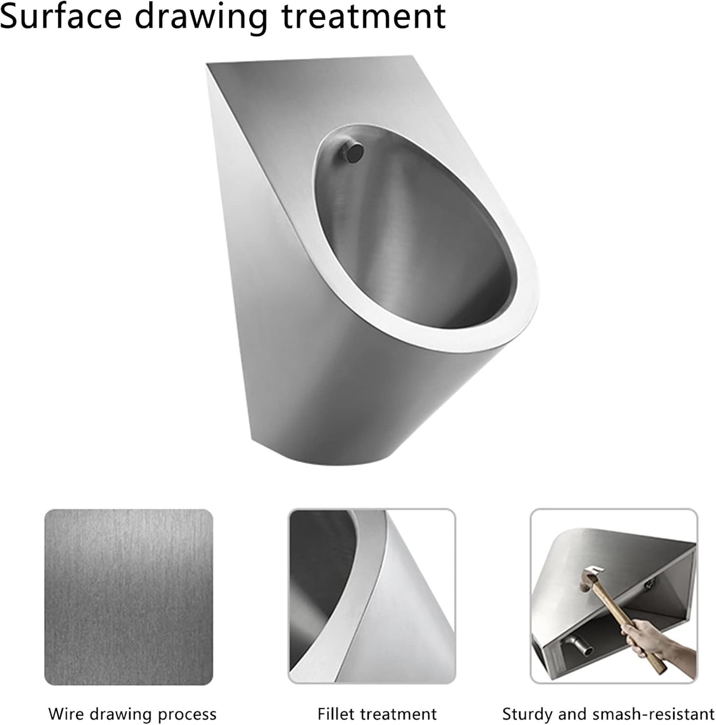 🚽 Stainless Steel Wall-Mounted Urinal with Automatic Sensor Flush 🌊