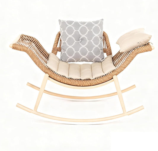 🌿 Handwoven Rattan Rocking Chair – Cozy Comfort for Home & Garden 🪑✨