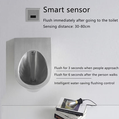 🚽 Stainless Steel Wall-Mounted Urinal with Automatic Sensor Flush 🌊